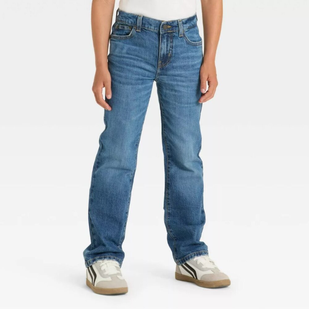 Cat & Jack Boys' Classic Cotton Stretch Bootcut Fit Denim Jeans Medium Blue Wash